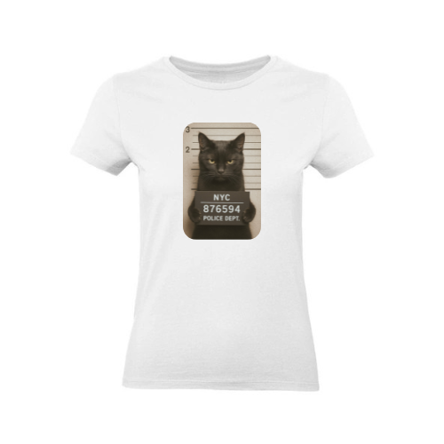 Tee Shirt Femmes Blanc 100% Coton ( Chat )