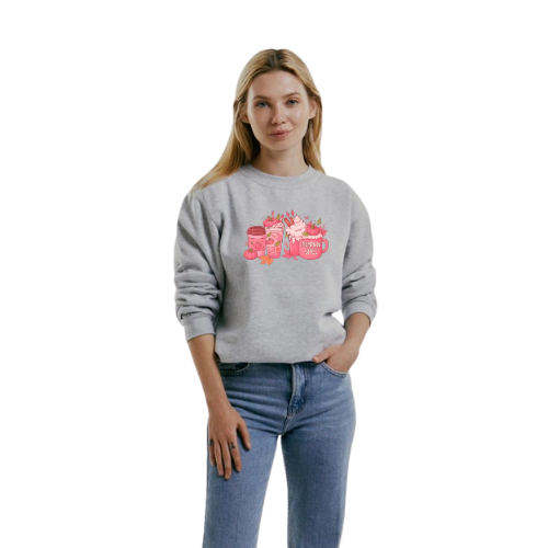 Sweatshirt Gris Chiné Col Rond Paris pour femmes