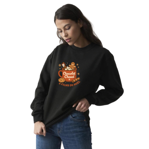Sweatshirt Noir Col Rond Paris pour femmes
