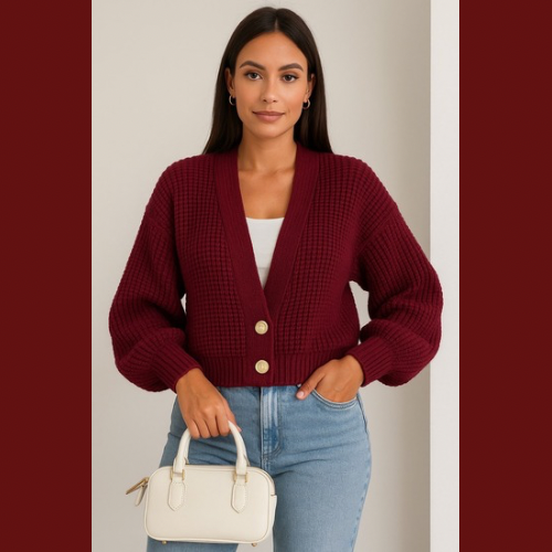 Gilet en maille avec 2 boutons ( Bordeaux)