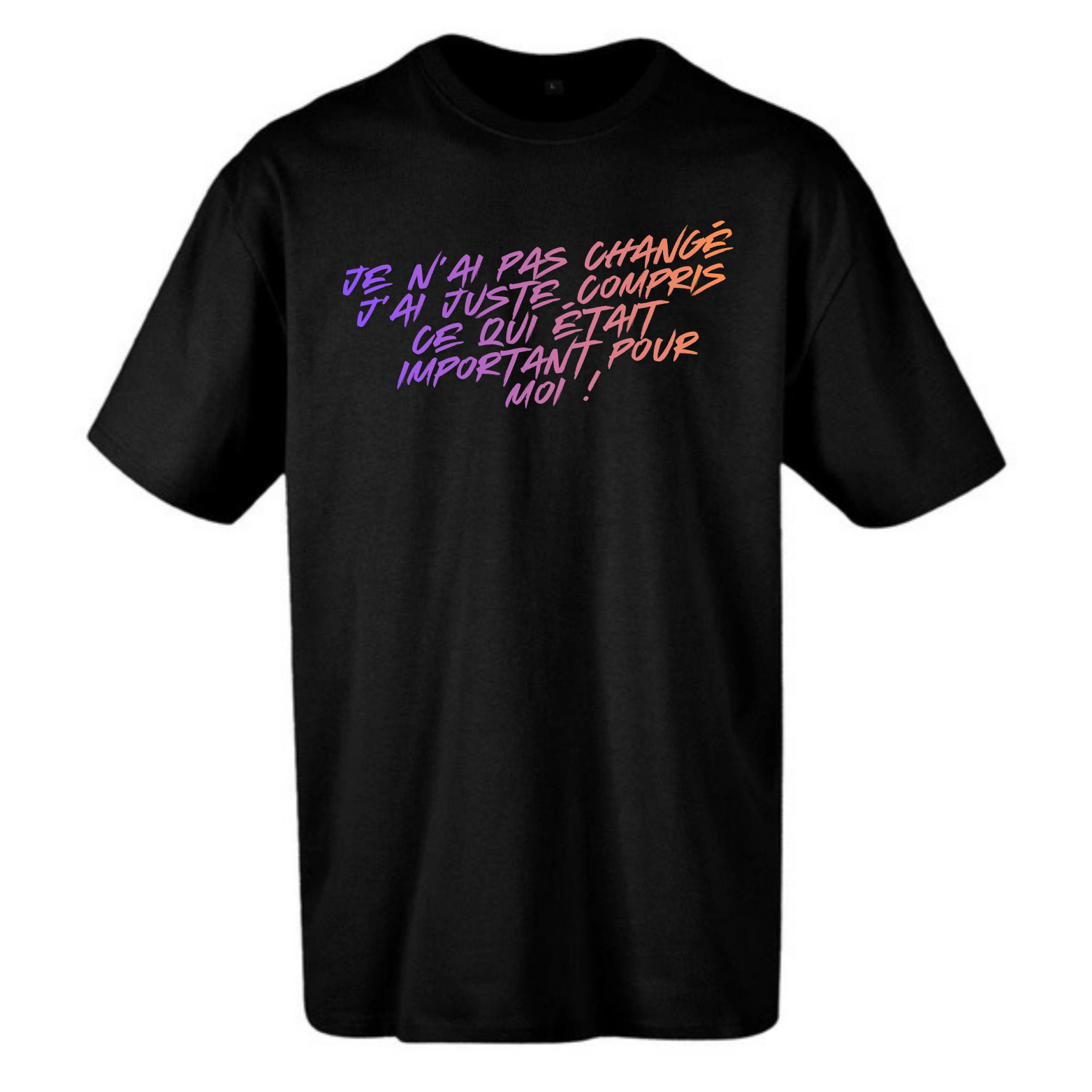 T-shirt Noir Oversize Confort Classique pour Homme ( Citations )