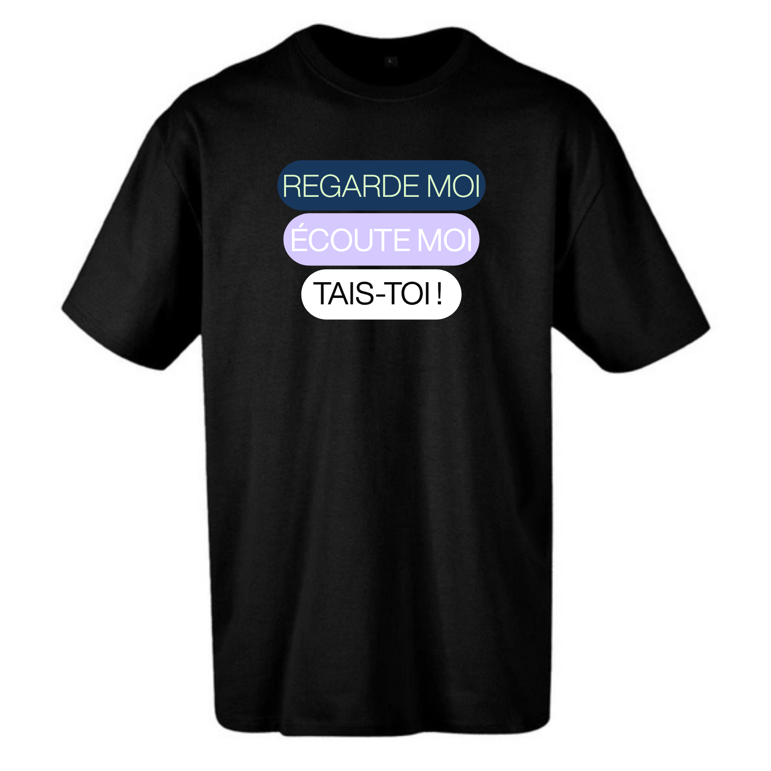 T-shirt Noir Oversize Confort Classique pour Homme ( Citations )