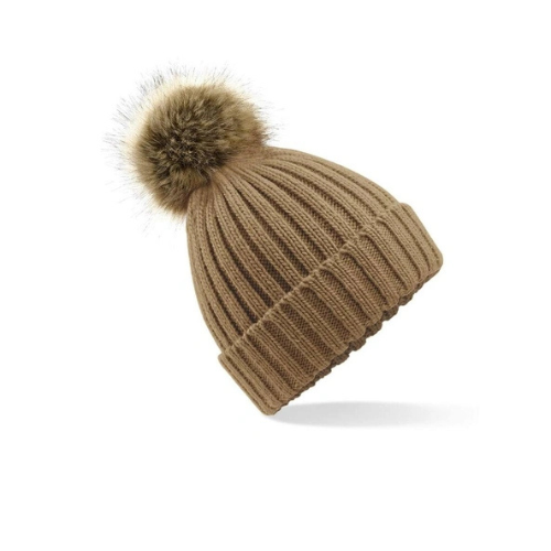 Bonnet Pop Pom en grosse maille Biscuit