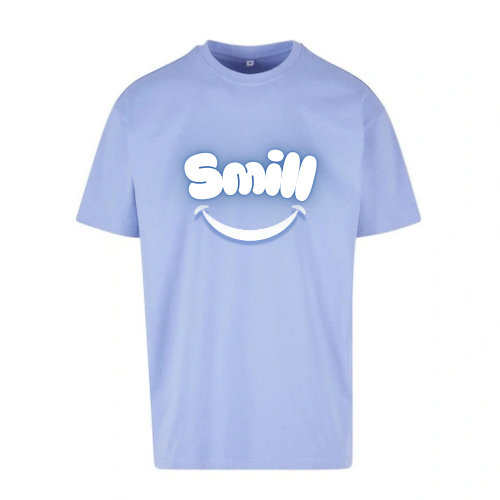 T-shirt Bleu oversize en coton confort classique pour homme ( Smill )