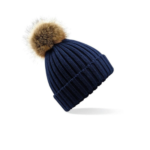 Bonnet Pop Pom en grosse maille Marine